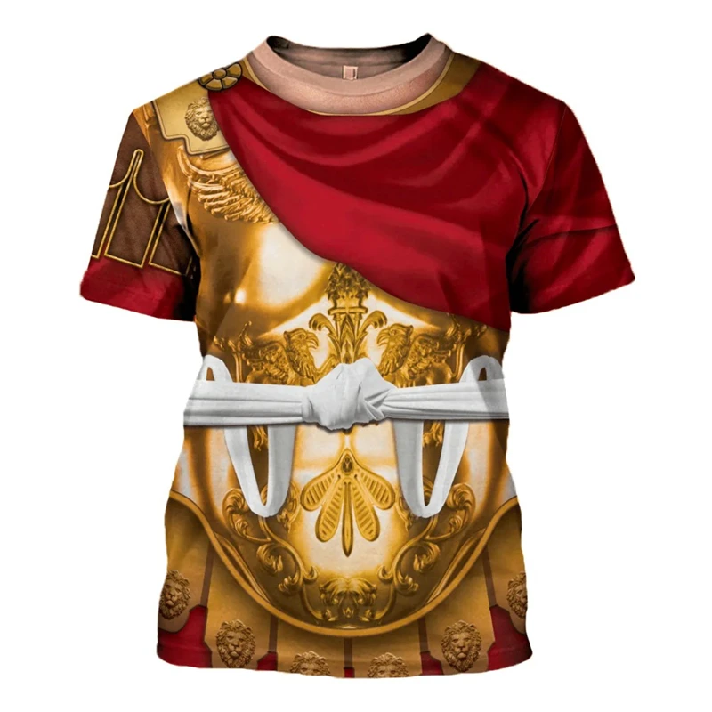 

Th Century Holy Roman Empire Knight Cosplay 3D Graphic T Shirts For Men Clothes Casual Short Sleeve Tops Vintage Streetwear Tees