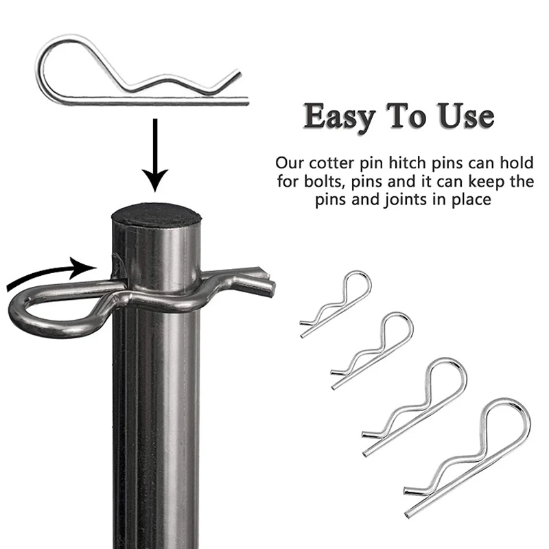 175 Pcs Cotter Pins Heavy Duty Carbon Steel Zinc Plated R Hitch Pin