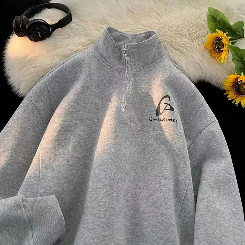 Winter fashion personality Retro Print Graphic Hoodie Korean simple Y2K street Hip Hop Men and Women Long Sleeve Hoodie Top