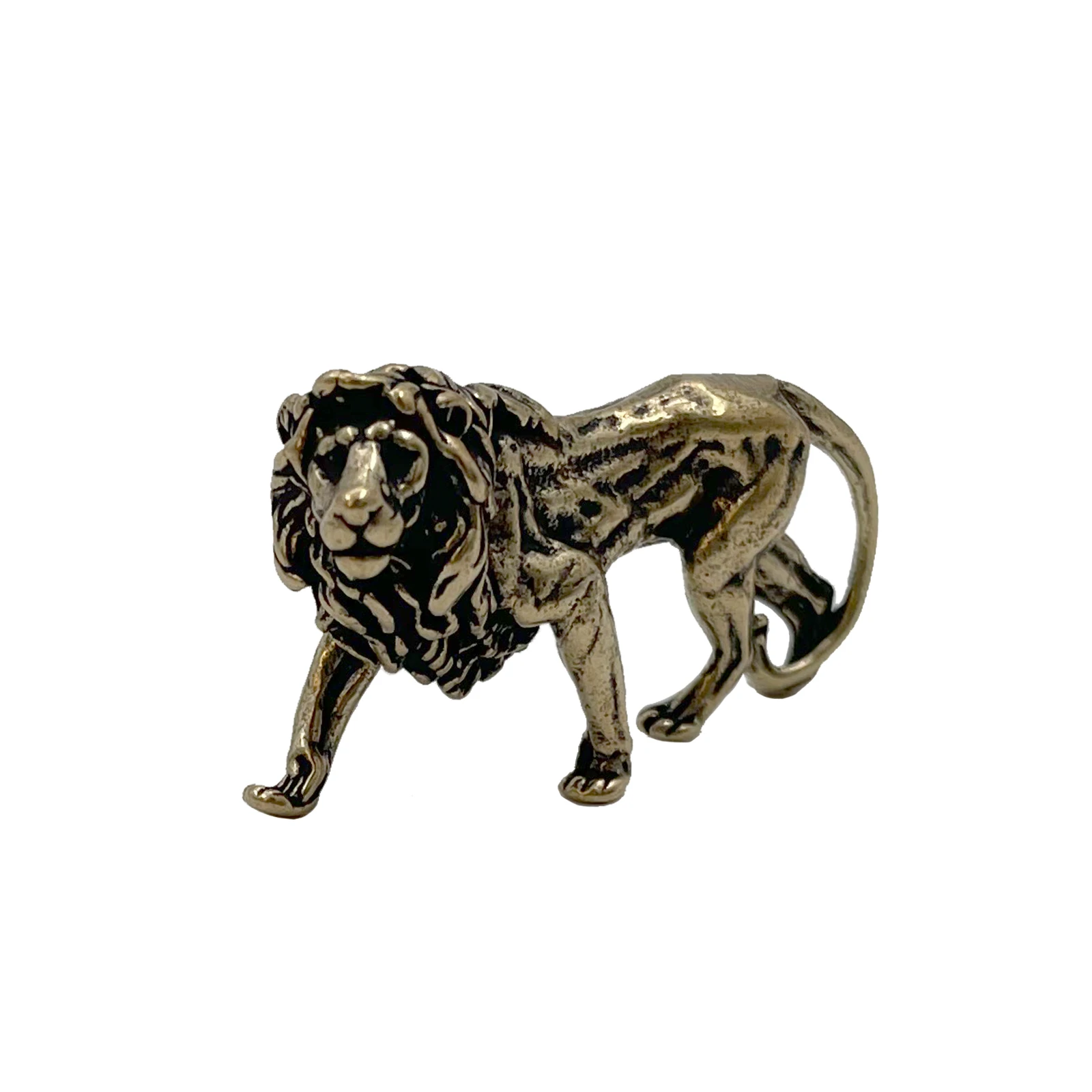 Mini Lion Statue Casting Animal Figurine Retro Style Home Office Room Desktop Decoration Collect