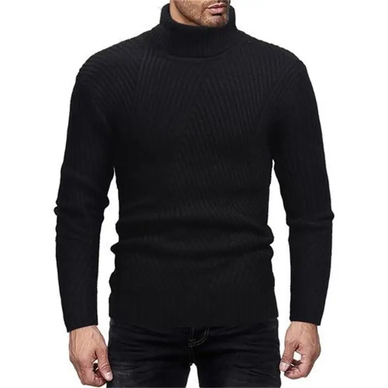 Men's Sweater Autumn And Winter New Solid Color Slim-Fit Pattern Turtleneck Casual Large Size Sweater
