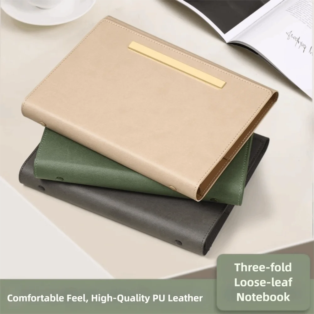 Luxury PU Leather Refillable Three-Fold Travel Journal and Planner