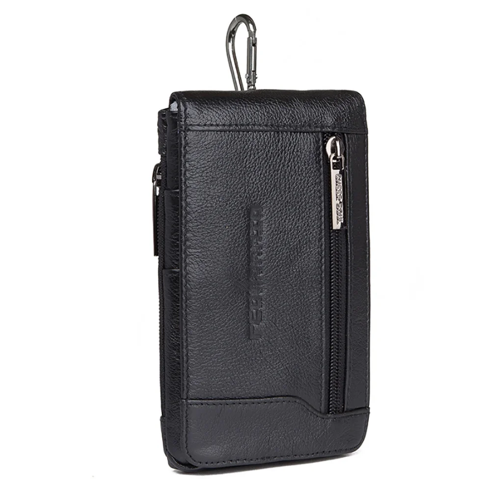 

6.1 Inch Genuine Leather Waist Belt Pack Men Hip Bum Pocket Card Holder Cowhide Coin Purse Pouch Cell Phone Case Hook Fanny Bags