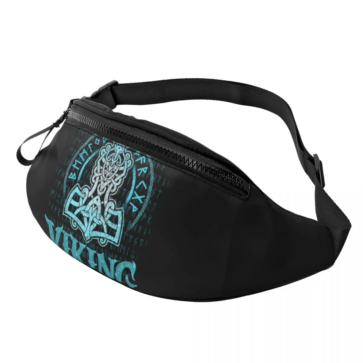 

Viking Printed Waist Bags Runes Hammer Thor Medieval Fashion Belt Bags Unisex Travel Fanny Pack Design Banana Packs