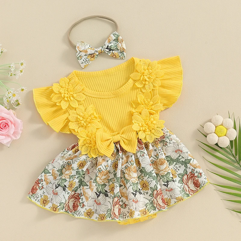 

Mubineo Baby Girl Summer Clothes Outfits Sleeveless Lace Floral Romper Dress Newborn Outfit