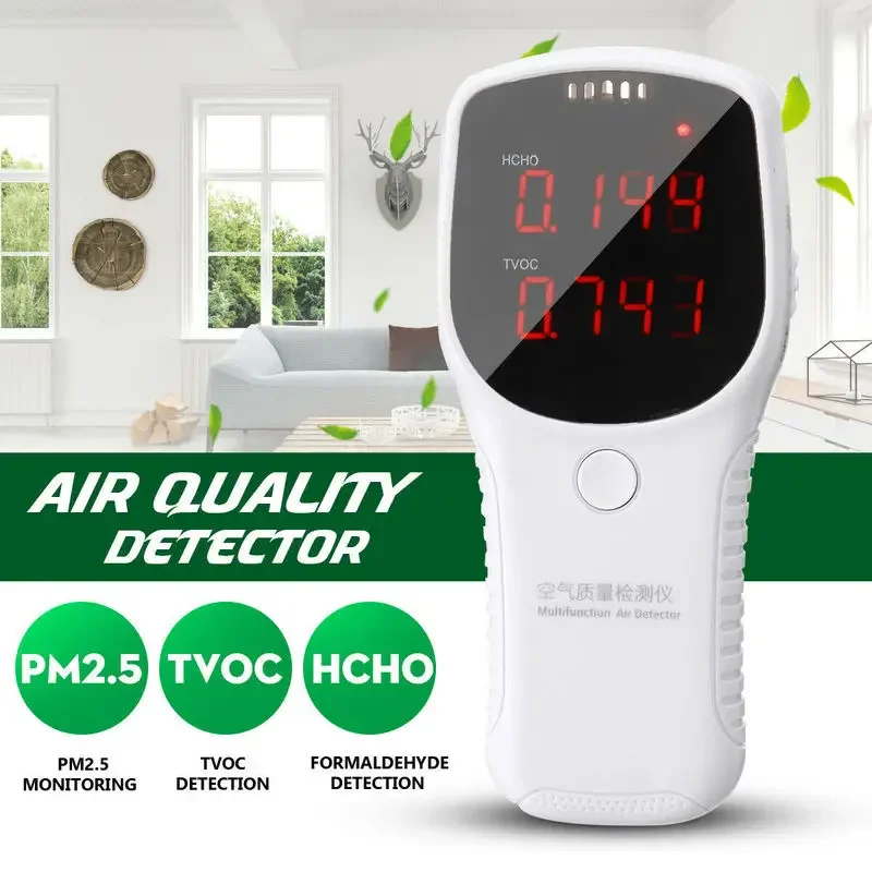 

Dreamburgh Air Quality Monitor TVOC HCHO Formaldehyd Detector LED Display Digital Home Test Gas Analyzer High Precision Detector