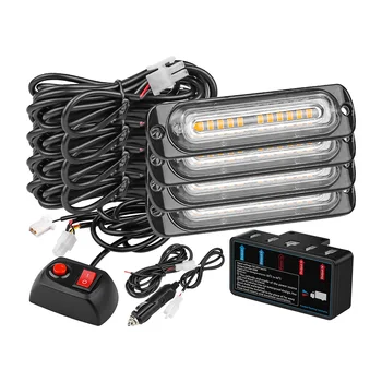4 LED avvertimento usa luce stroboscopica per auto griglia anteriore del veicolo luci lampeggianti di emergenza Bar modalità Flash Multiple rosso blu giallo bianco