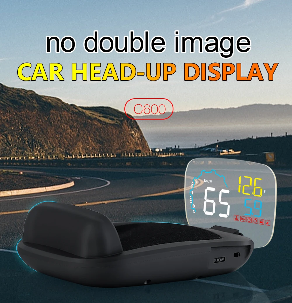 WYING C600 OBD2 HUD ڵ  ˶   ÷, ڵ   ӵ   Һ 