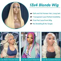 Perruque Lace Front HD 13x6 Blonde 613 Lisse en Cheveux Humains Brésiliens, Perruques Frontales Transparentes 13x4 pour Femmes Noires Pré-Pluckées 3