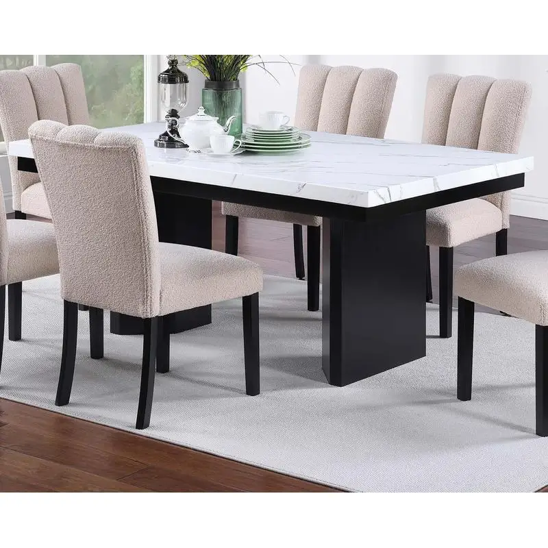 7-Piece Faux Marble Dining Set 5
