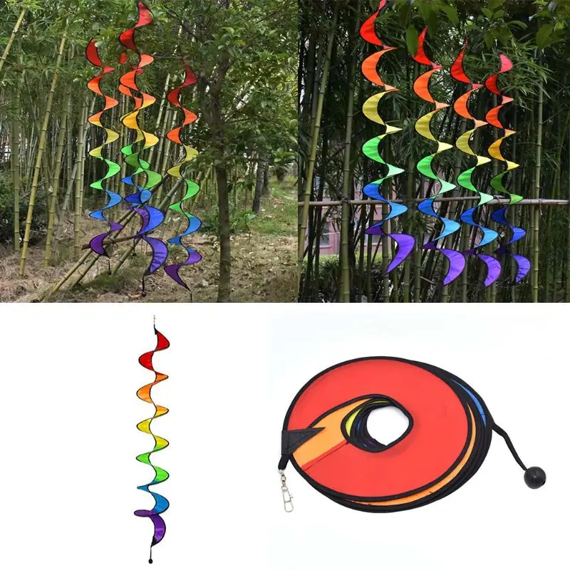 Outdoor Hanging Rainbow Rotating Vertical Colorful Windmill Kindergarten Decorative String Pinwheel Festival Layout Supplies