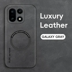 Vintage Leather Soft Case with Magnetic Wireless Charging Back Cover for OnePlus 11 (GY)