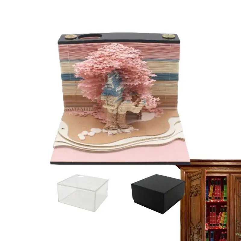 

3D Desk Calendar 2024 Memo Pad Calendar Carving Model Sticky Notes 3D Calendar Sculpture Desk Decor DIY Notes Paper Art Home
