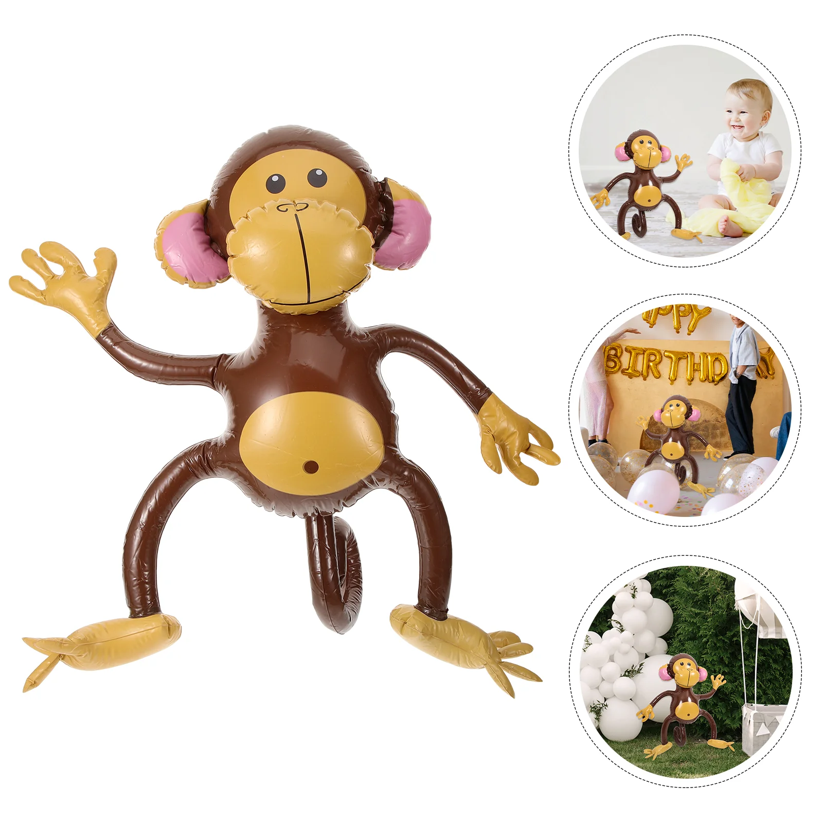 

3Pcs Inflatable Monkeys Cartoon Monkey Balloons Child Party Decor (Random Color)