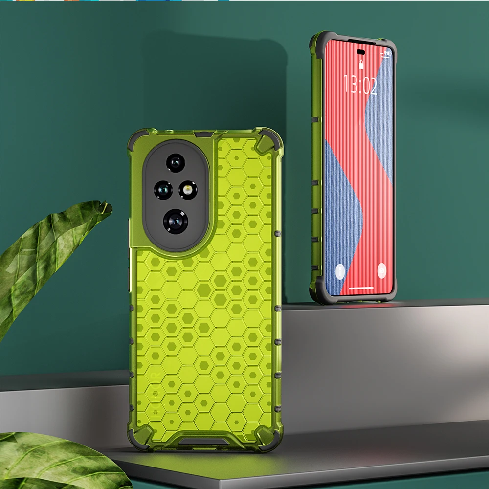 Shockproof Armor Phone Case - Transparent Honeycomb Design with Soft Silicone and PC
