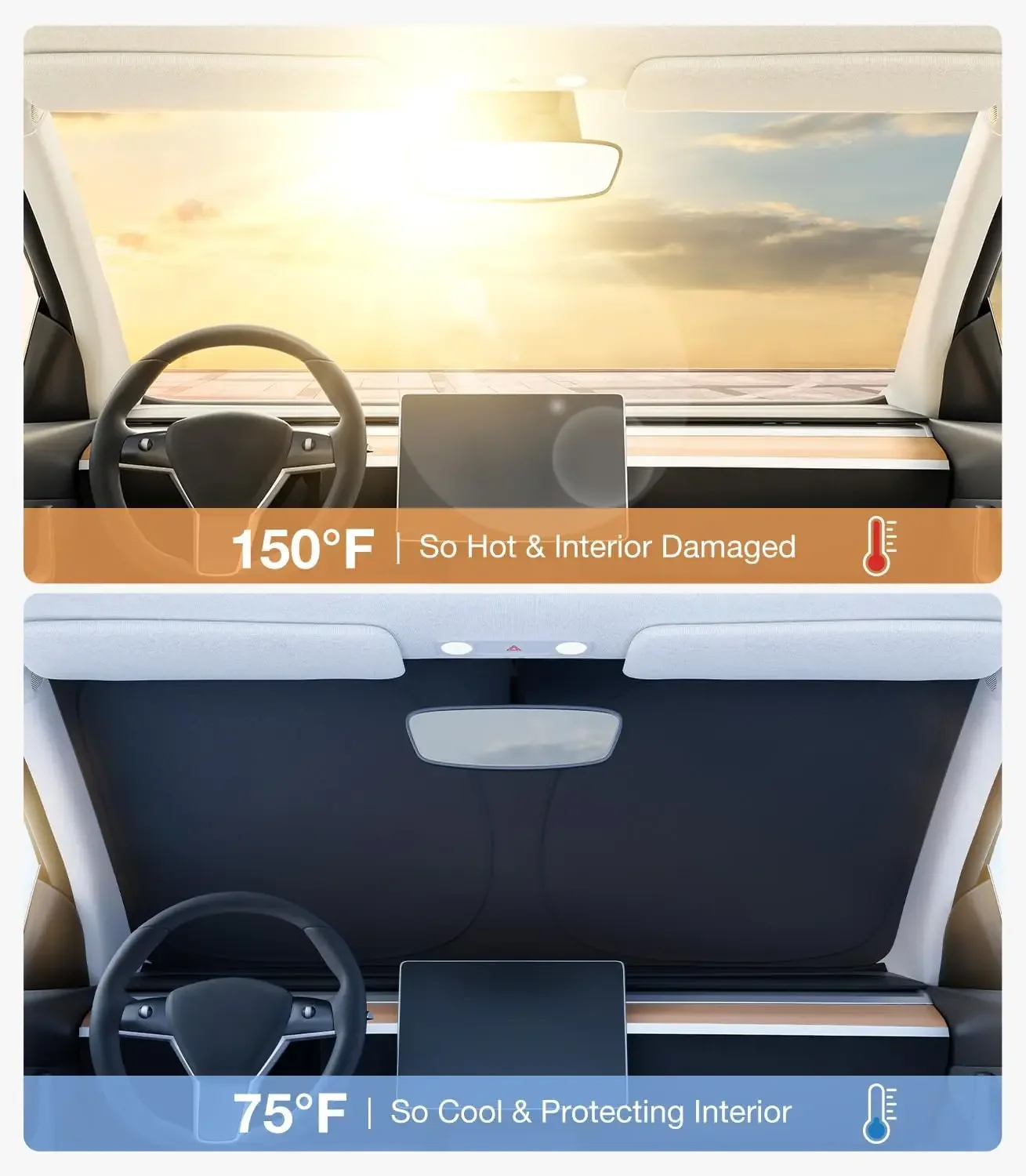 2026 테슬라 모델 Y 주니퍼 모델 3 하이랜드 앞유리 차양막 햇빛 차단 접이식 단열 차양막 보관 가방