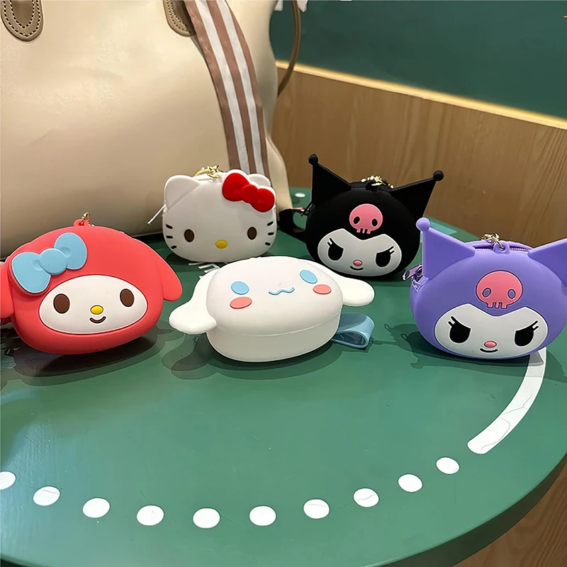 

Kawaii брелок с милым мультяшным Hello Kitty Kuromi My Melody силиконовый кошелек Bluetooth гарнитура сумка школьный портфель украшение подарок