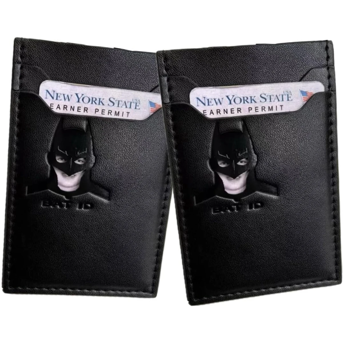 Vertical Leather Bat ID Wallet for Teens Slim Card Holder With