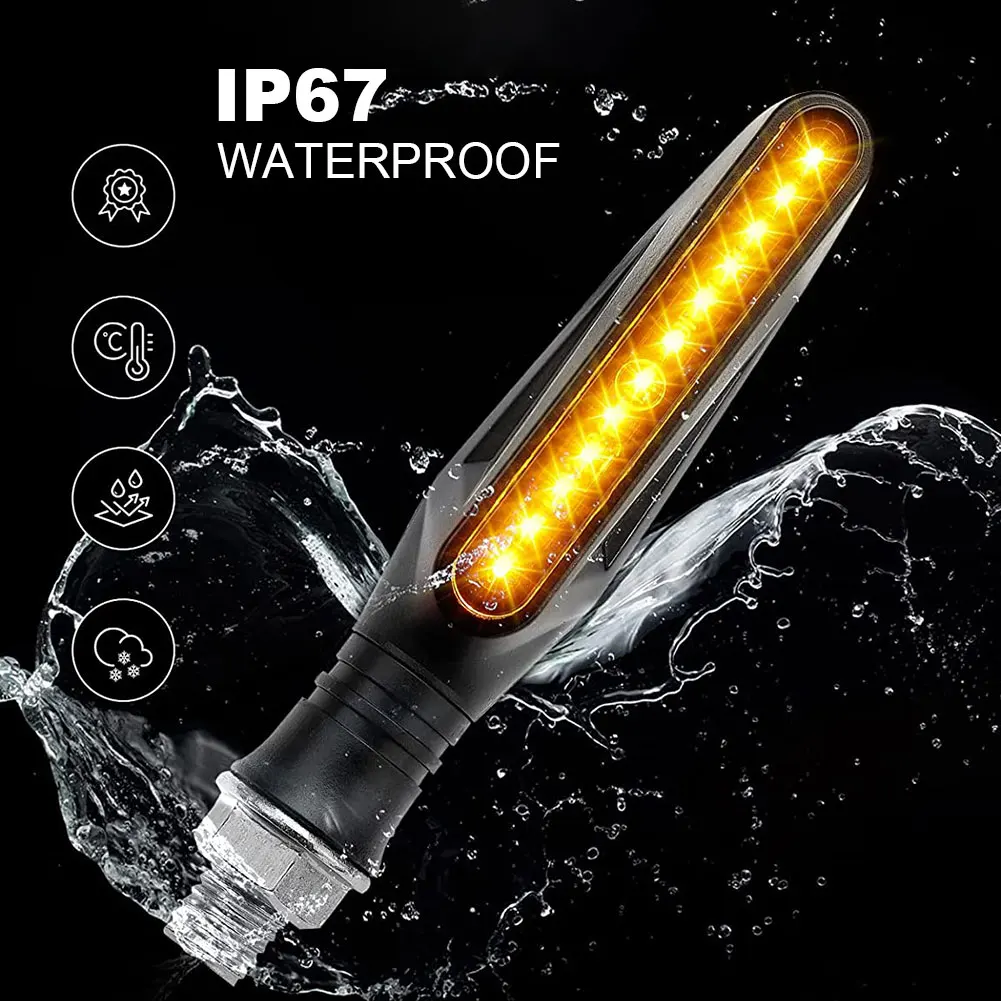 2pcs Motorcycle LED Turn Signals Light 12V 12LEDS Daytime Running Lights High Brightness Universal for Motorcycles Beach Bikes