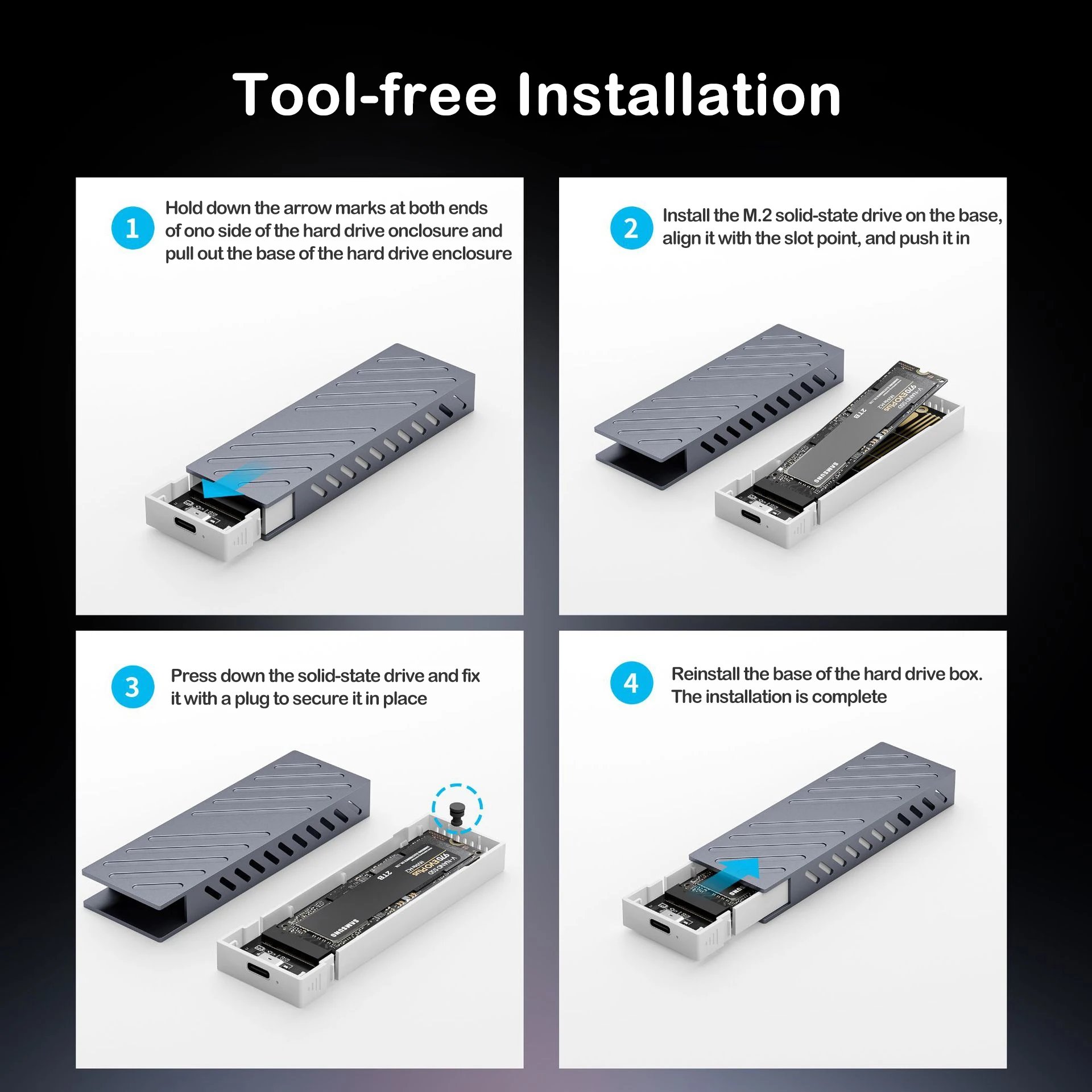 케비두메이 M.2 NVME SATA SSD 외장 케이스 알루미늄 합금 10Gbps USB 3.1 NVME M2 외장 하드 드라이브 박스 RGB 컬러풀 라이트 무공구