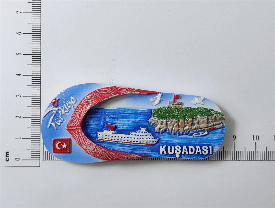 Kusadasi Turkey 3D Flip-Flop Fridge Magnet Souvenir Gift,Resin Handmade Kusadas Refrigerator Magnet Home Decoration Collection