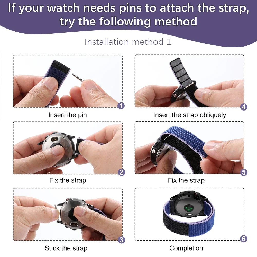 Breathable Nylon Loop Strap - 22mm/26mm Adjustable Watchband