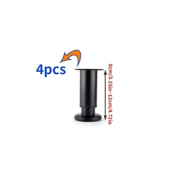 Set of 4 Adjustable Black Telescopic Furniture Support Legs (4pcs 8 - 12cm)