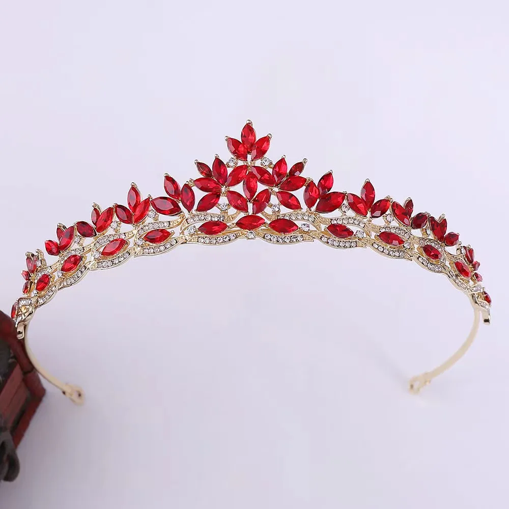 1pc bridal headdress diamond encrusted holiday runway crown wedding birthday leaves crystal crown hair bands hair accessories
