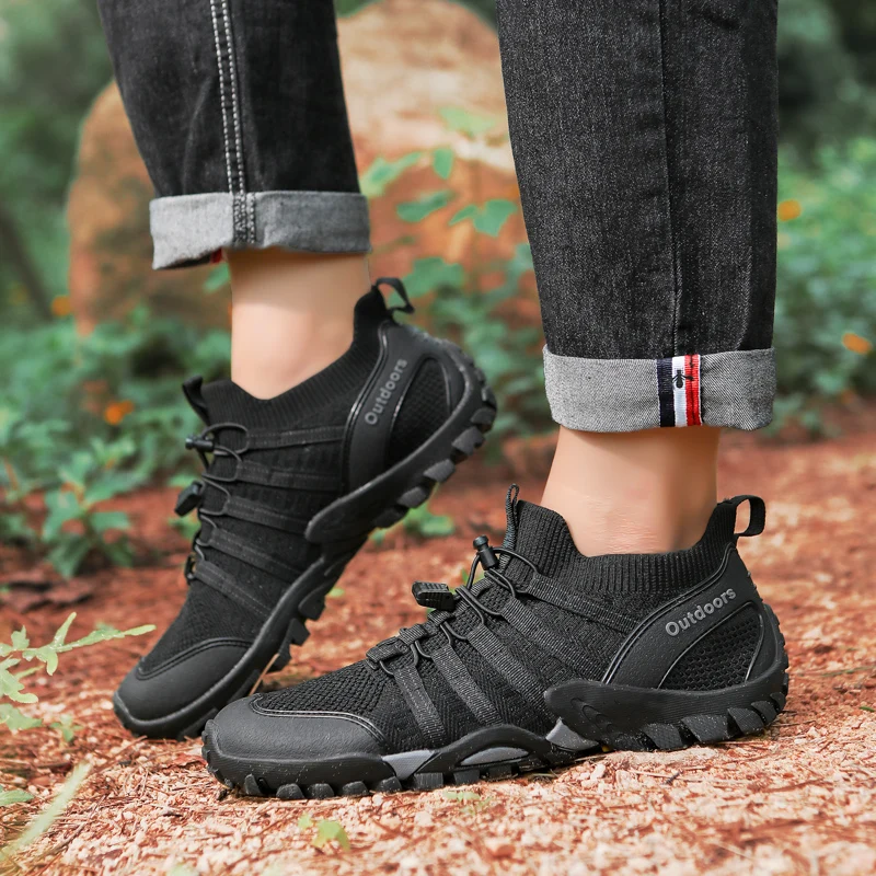 Hiking Shoes Men\'s Outdoor Sneakers Walking Shoes Trail Running Shoes Hiking Non-slip Fitness Walking Jogging Socks Sneakers
