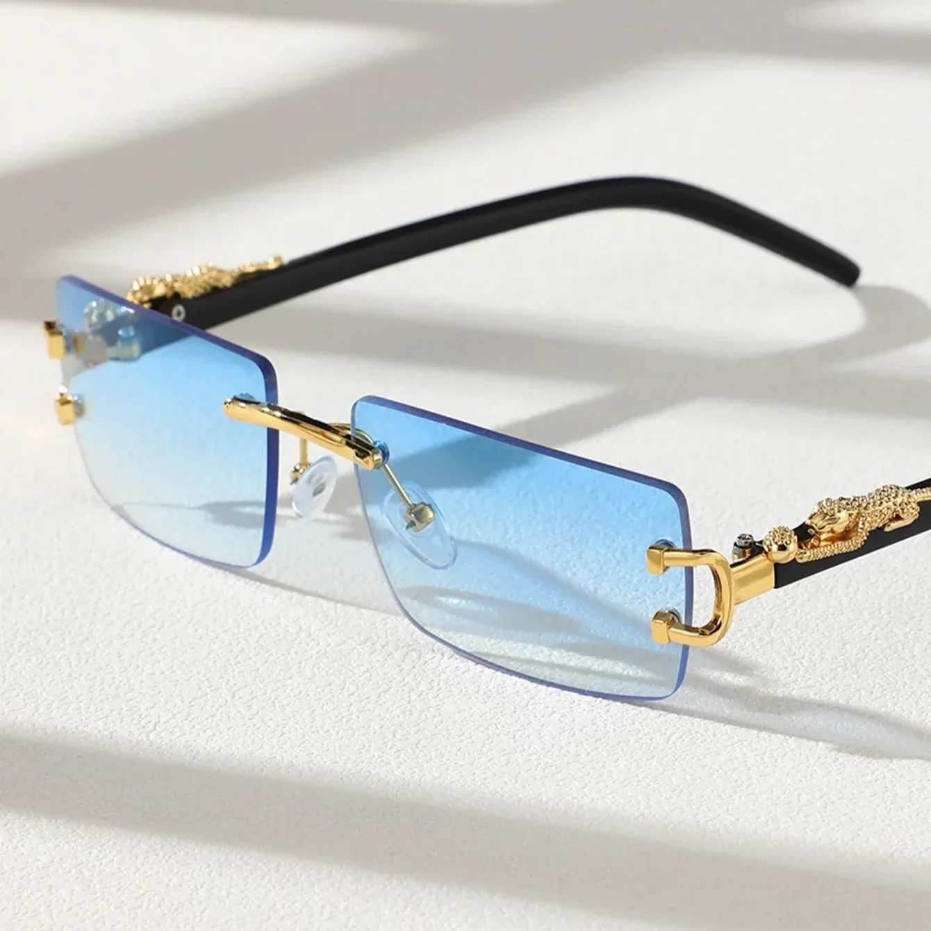 Gradient Trendy Frameless Rectangular Personalized Sunglasses