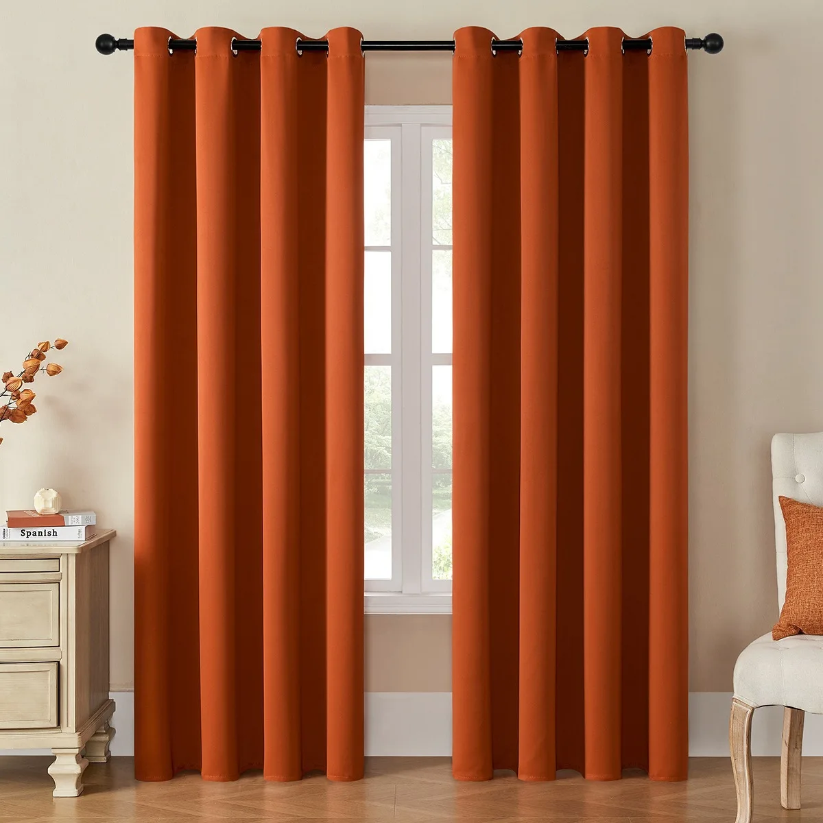 1Pcs Burgundy Linen Fabric 100% Blackout Curtains Solid Color Grommet Top Insulate Window Curtains for Home Living Room 3