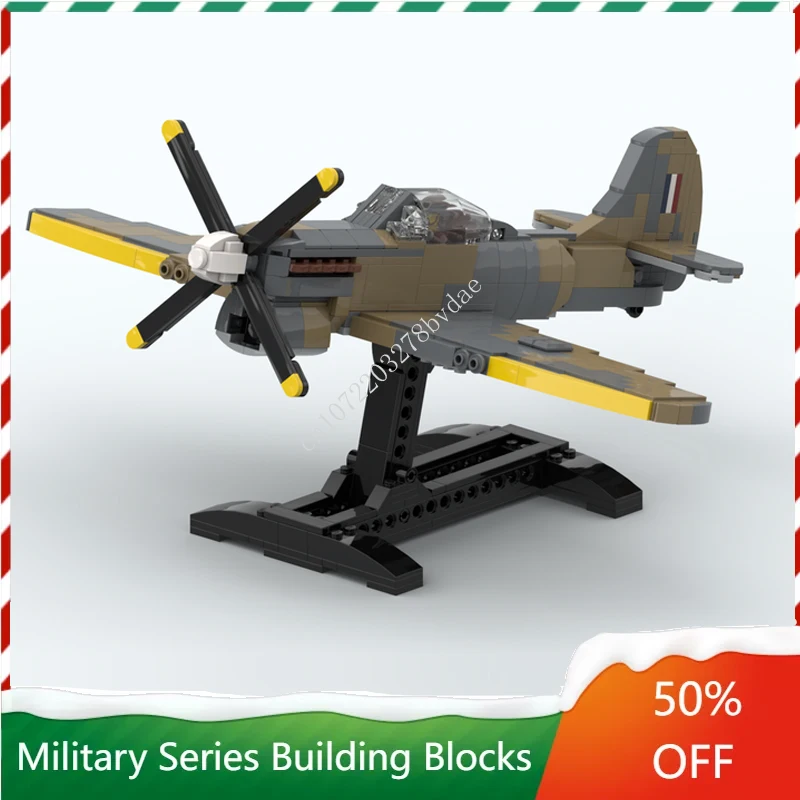 

648PCS MOC WW2 Military Weapons Tempest mk. V Fighter Aircraft Model Building Blocks Bricks DIY Assembly Toys Christmas Gifts