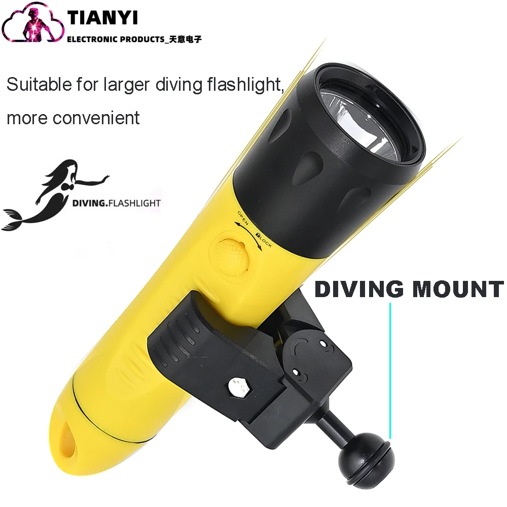 Diving Flashlight Underwater Photography Ball Head Clip Type Flashlight Clip 55MM