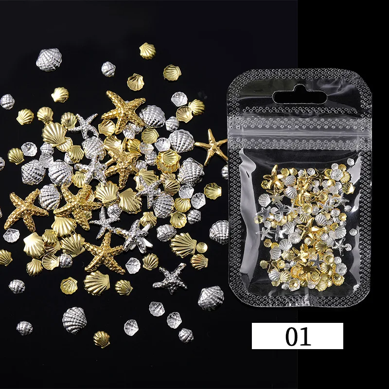 Ocean Starfish Shell Nail Charms Golden Silver Metal Nail Art Decoration 3D Nail Rivet Metallic Slice DIY Manicure Nail PartsY2K Best Sellers In Beauty & Health Ocean Starfish Shell Nail Charms Golden Silver Metal Nail Art Decoration 3D Nail Rivet Metallic Slice DIY Manicure Nail PartsY2K Best Sellers In Beauty & Health