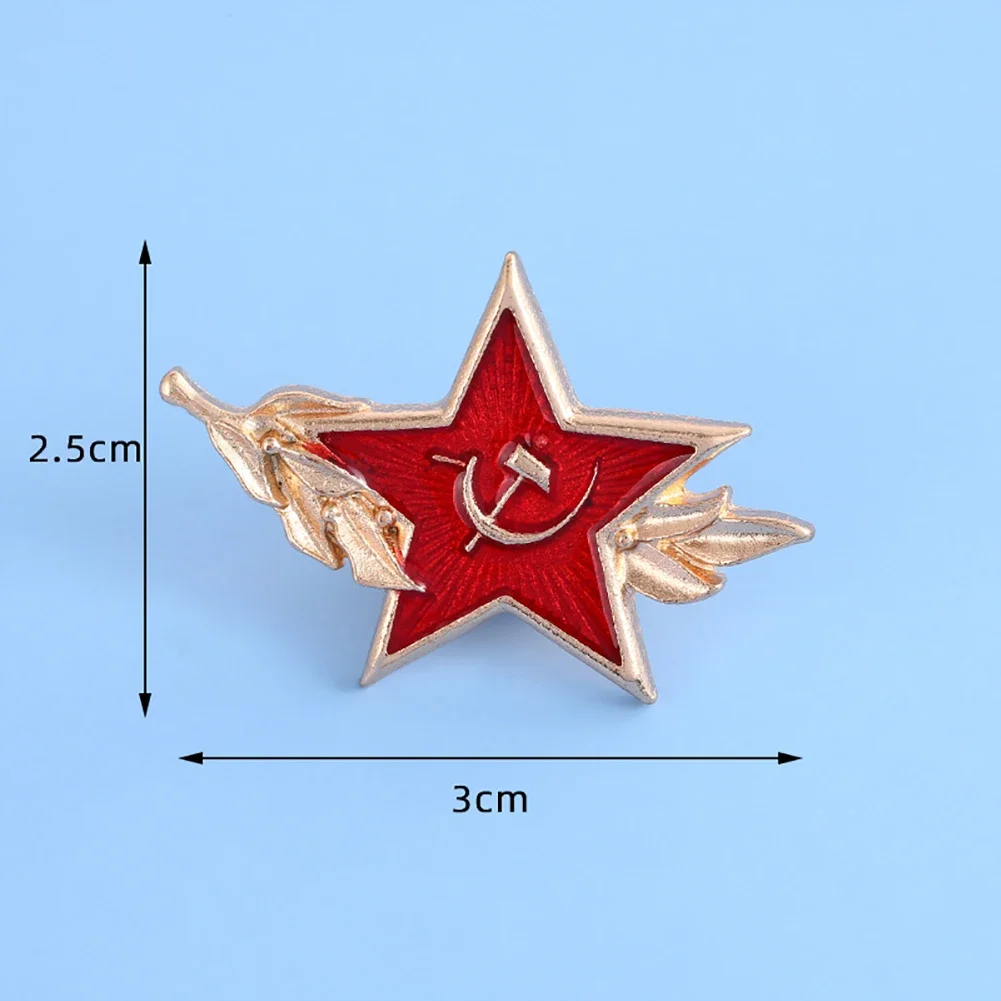 Retro CCCP USSR Symbol Enamel Red Star Sickle Brooch Buckle Lapel Pin Badge Coat Cap Decorations