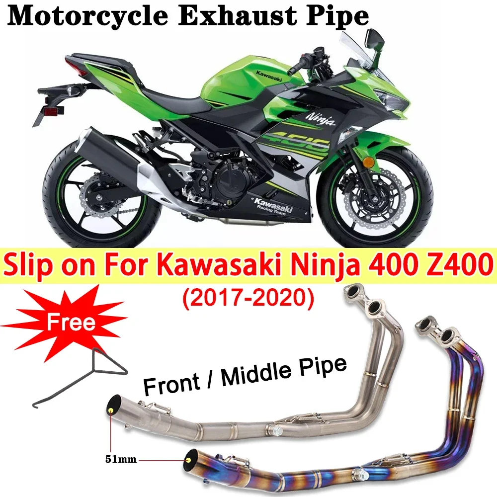 

Motorbike modified For NINJA400 bend Ninja 400 Z400 2017 2018 2019 2020 stainless steel baked blue front section 51 exhaust pipe