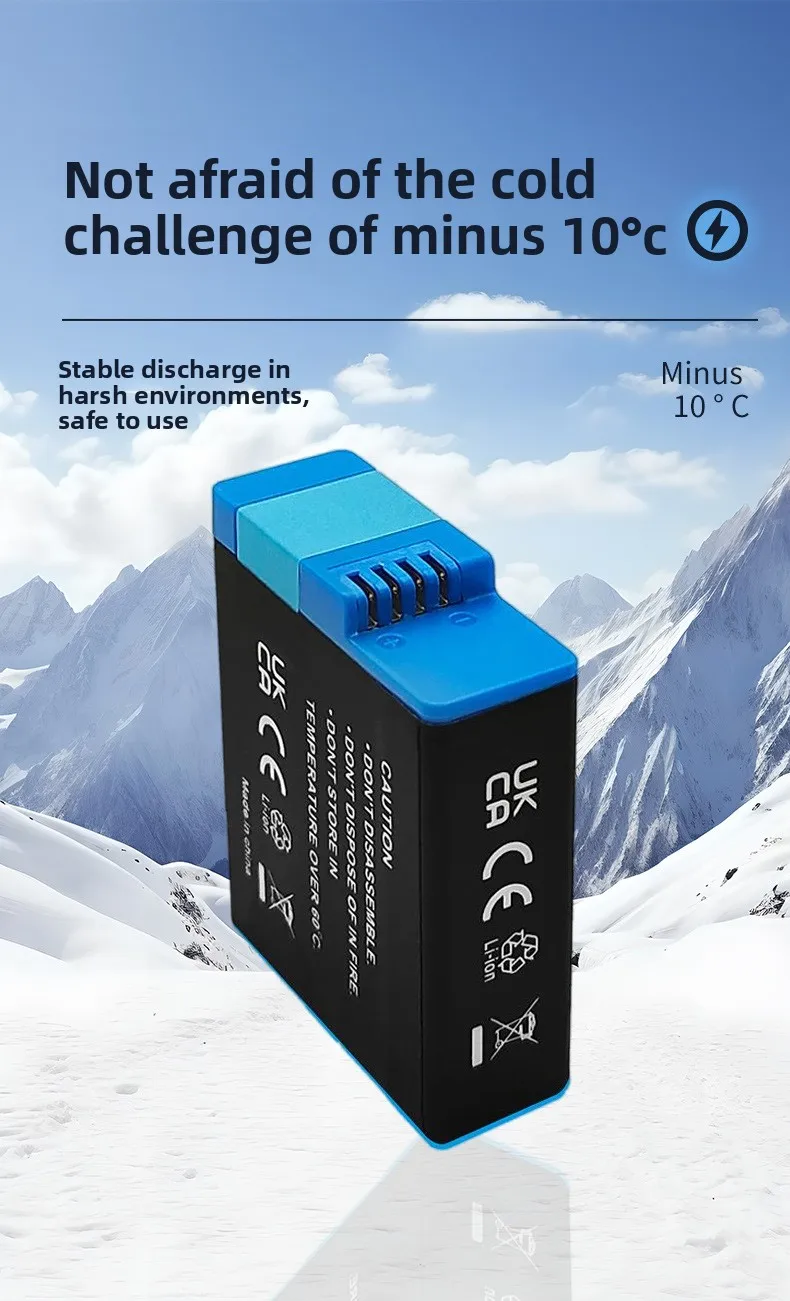 Batterie GoPro Hero 12 11 10 9 2000mAh avec étui de charge
