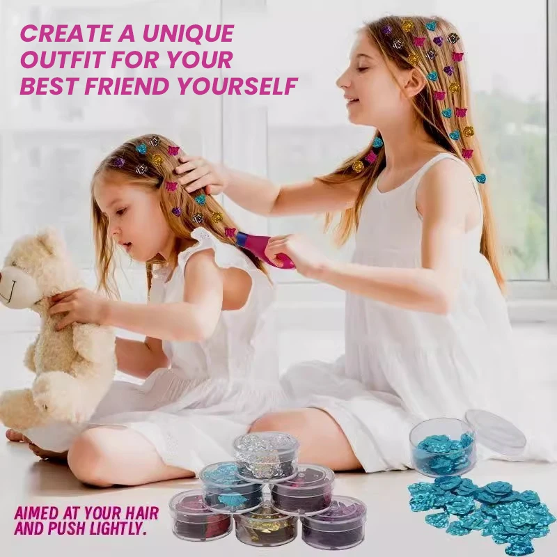 Hair Gem Stamper Kit Blingling Hair Jewels for Girls Toys Hair Styling Tool with Reusable Shining Diamonds Pretend Play Toy Gift