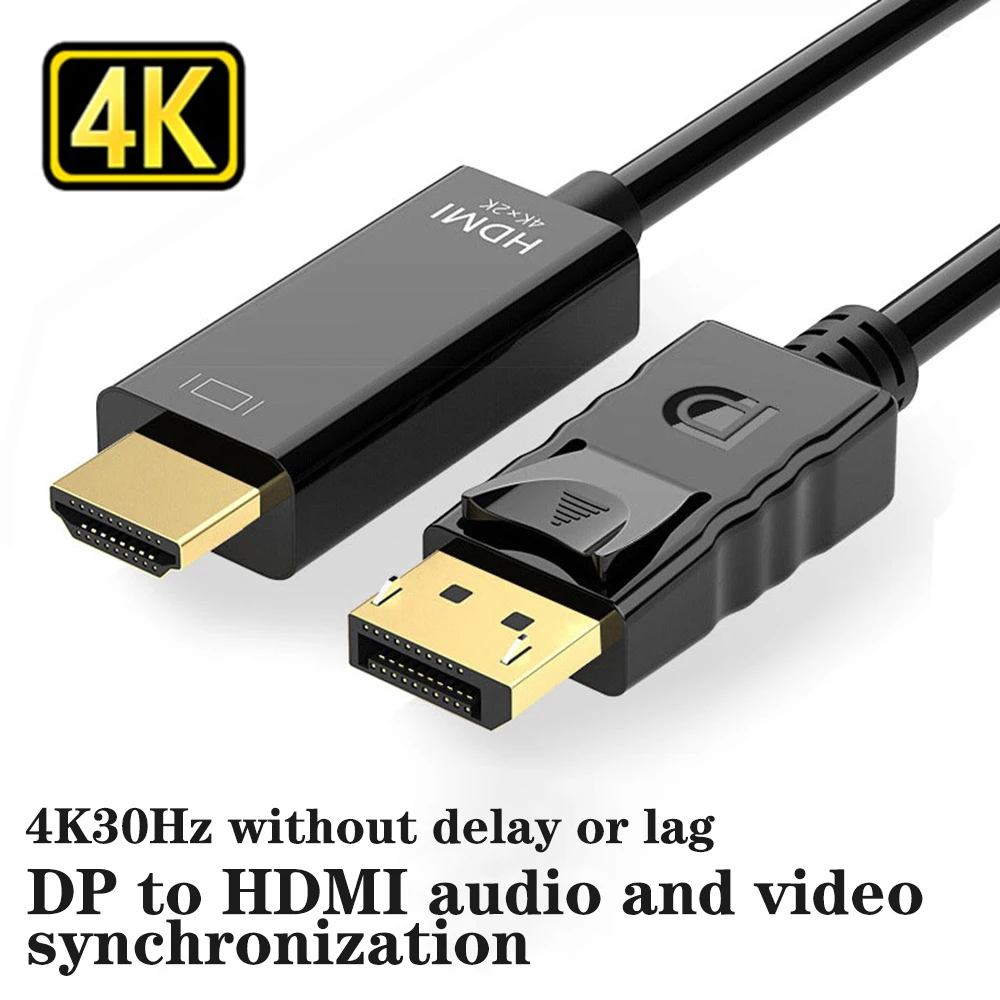 

4K DisplayPort to HDMI-compatible Video Audio Cable DP Display Port to HD Adapter DP to HD Conversion Cable for Computer Laptop