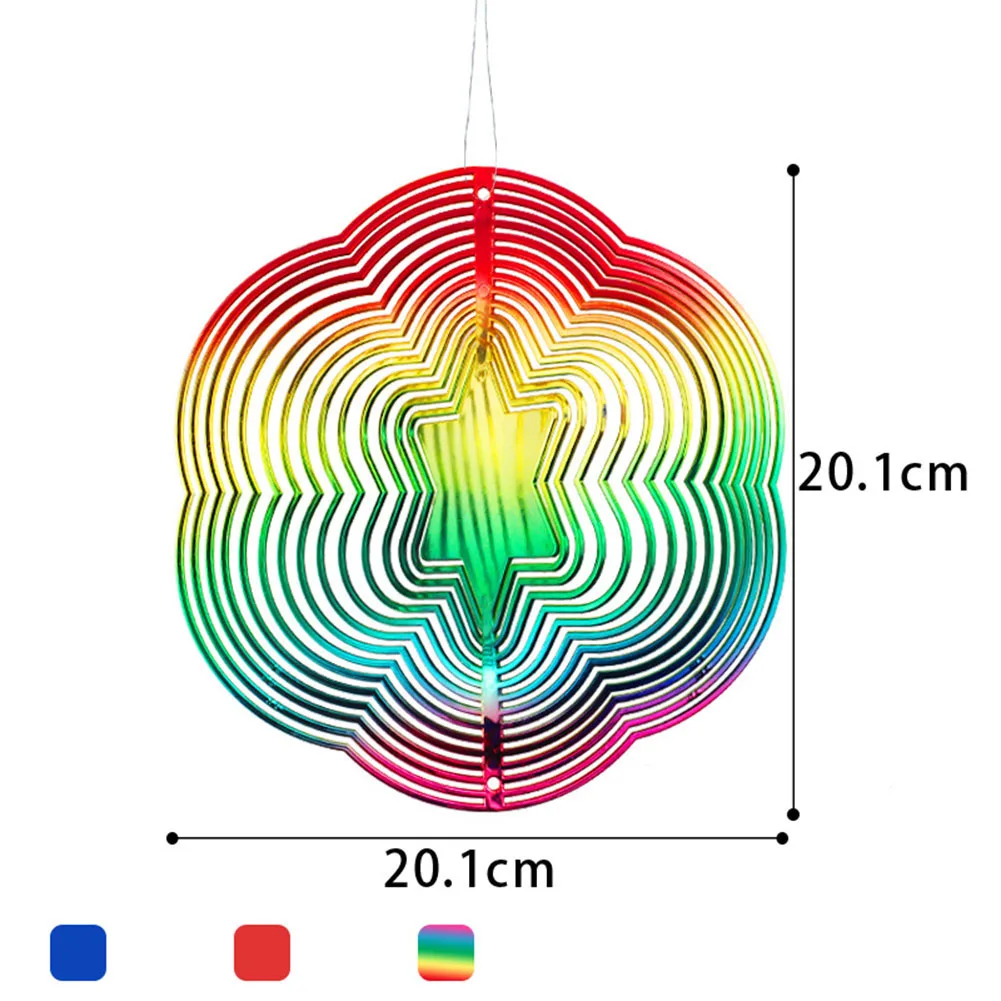 Gradient Color Wind Spinner Catcher Stainless Steel 3D Flowing Light Effect Wind Chimes Parts Outdoor Garden Yard Hanging Decor
