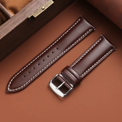 Premium Genuine Leather Watch Strap - Quick Release Universal Replacement - 20mm (BrownWhite)