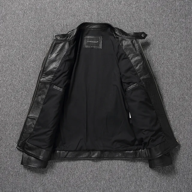 Motorcycle Riding First Layer Cowhide Leather Jacket Men's Stand-up Collar Youth Spring Autumn Large Size Jackets 3