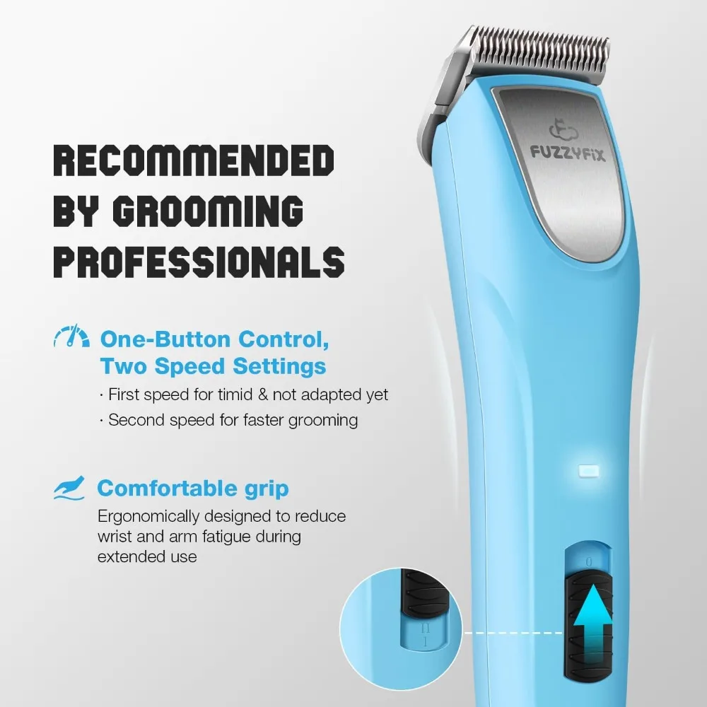 Powerful Cordless Dog Grooming Kit - 2-Speed for Thick, Curly, and Matted Coats - Quiet Operation, Heavy Duty