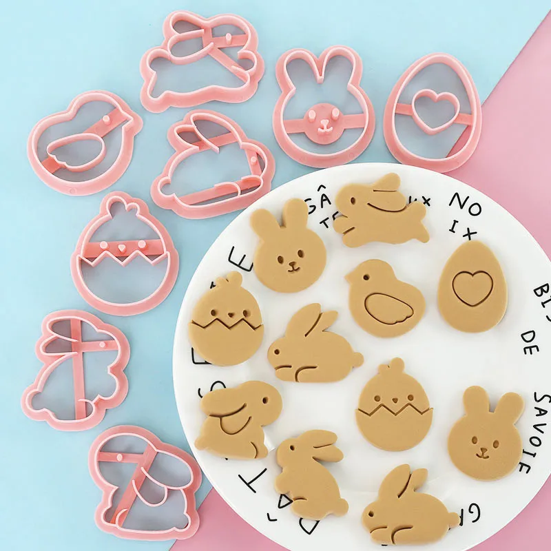 Cookie cutter 8Pcs Cartoon Easter Bunny Cookie Mould Rabbit Chick Eggs Animal Pattern Biscuit Cutter Cake Decorating Baking Molds