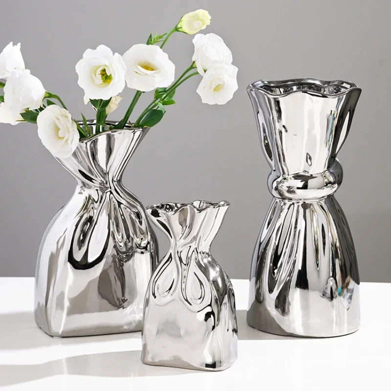 

Silver Plated Vase for Home Decoration Water-Based Flowers Living Room Flower Ware home decoration flower vase nordic vase