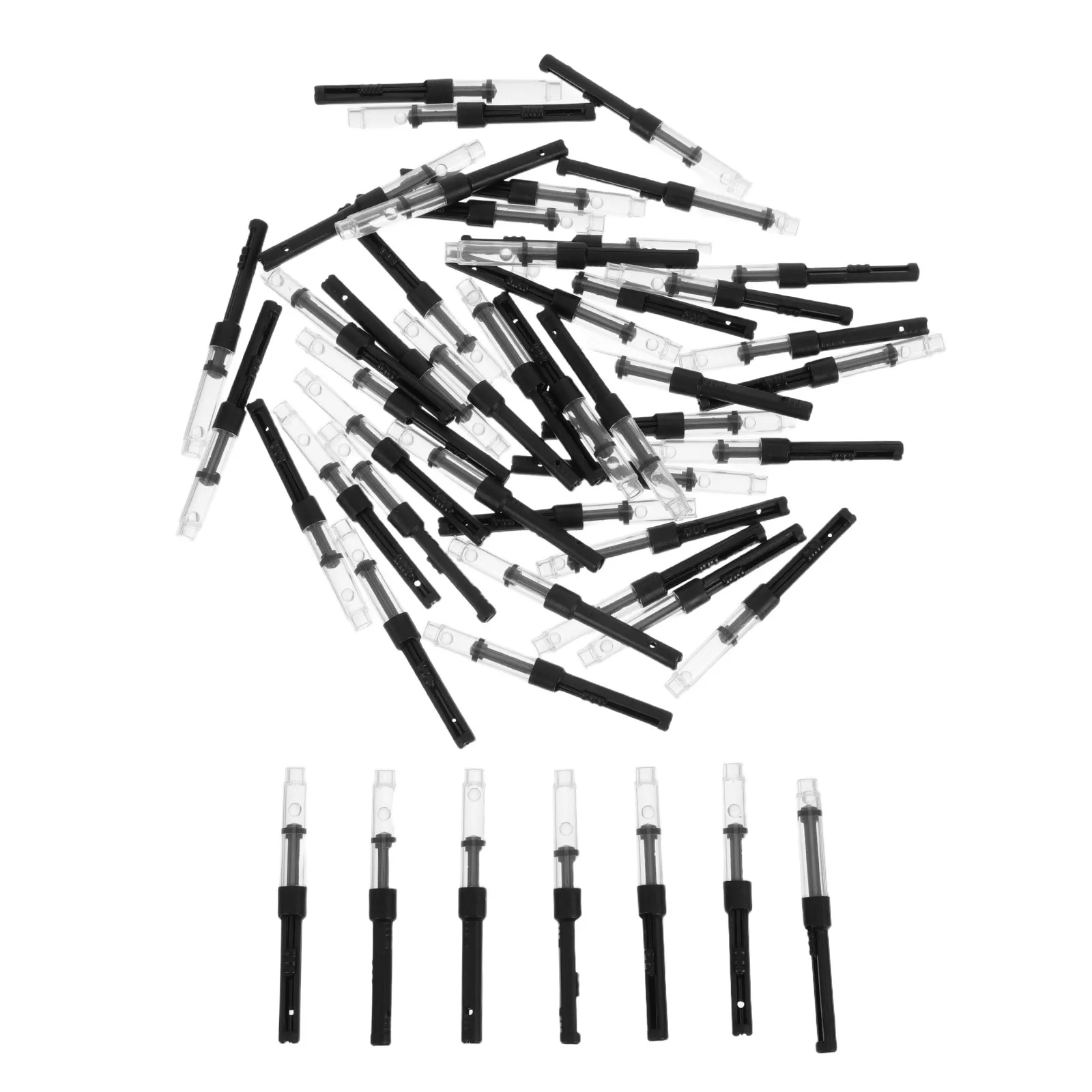 50Pcs 만년필 변환기 플라스틱 리필 가능 빈 카트리지 잉크 컨테이너 만년필 리필을위한 정밀 잉크 필러 도구