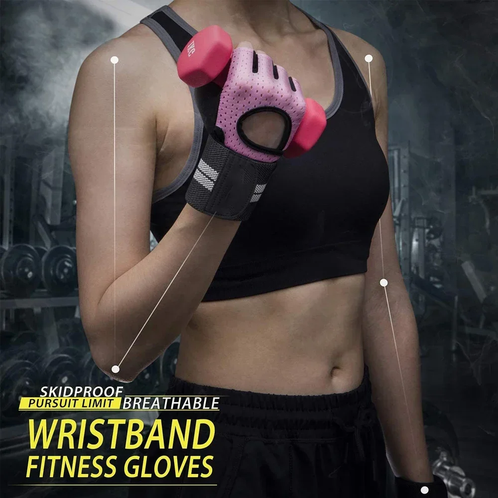 1Pair Workout Gloves Men Women Weight Lifting Gloves with Wrist Wraps Support for Gym Training, Full Palm Protection for Fitness