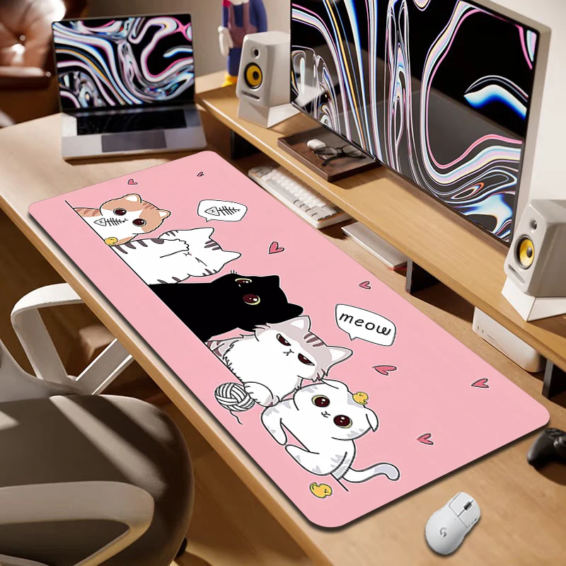 

Cute Kawaii Mouse Pad Large Mousepad Gaming Keyboard Mousemat Laptop Cartoon Cat Mat On Desk Anti-slip Carpets Waterproof Mats