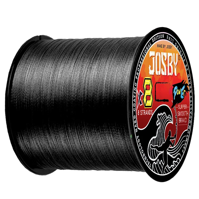 JOSBY 8 Strand Japan Super Strong PE Braided Fishing Line Multifilament Fishing Line 500m Braid Thread Black 8 Braid 18LBS-85LBS 6