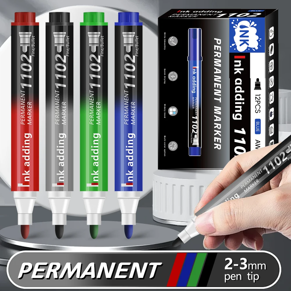 4/6/12 pcs/Set Permanent Marker Pen Waterproof Ink Fine Point Black Blue Red Oil Ink 3mm Round Toe Fine Color Marker Pens permanent marker pen marker pens color marker pens permanent marker permanent markers pen marker markers pen marker pen art marker pens art markers